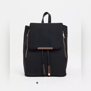 ASOS DESIGN Black Scuba Backpack with Rose Gold Hardware
